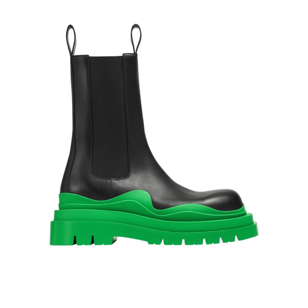 Bottega Veneta Black and Green Platform Boots